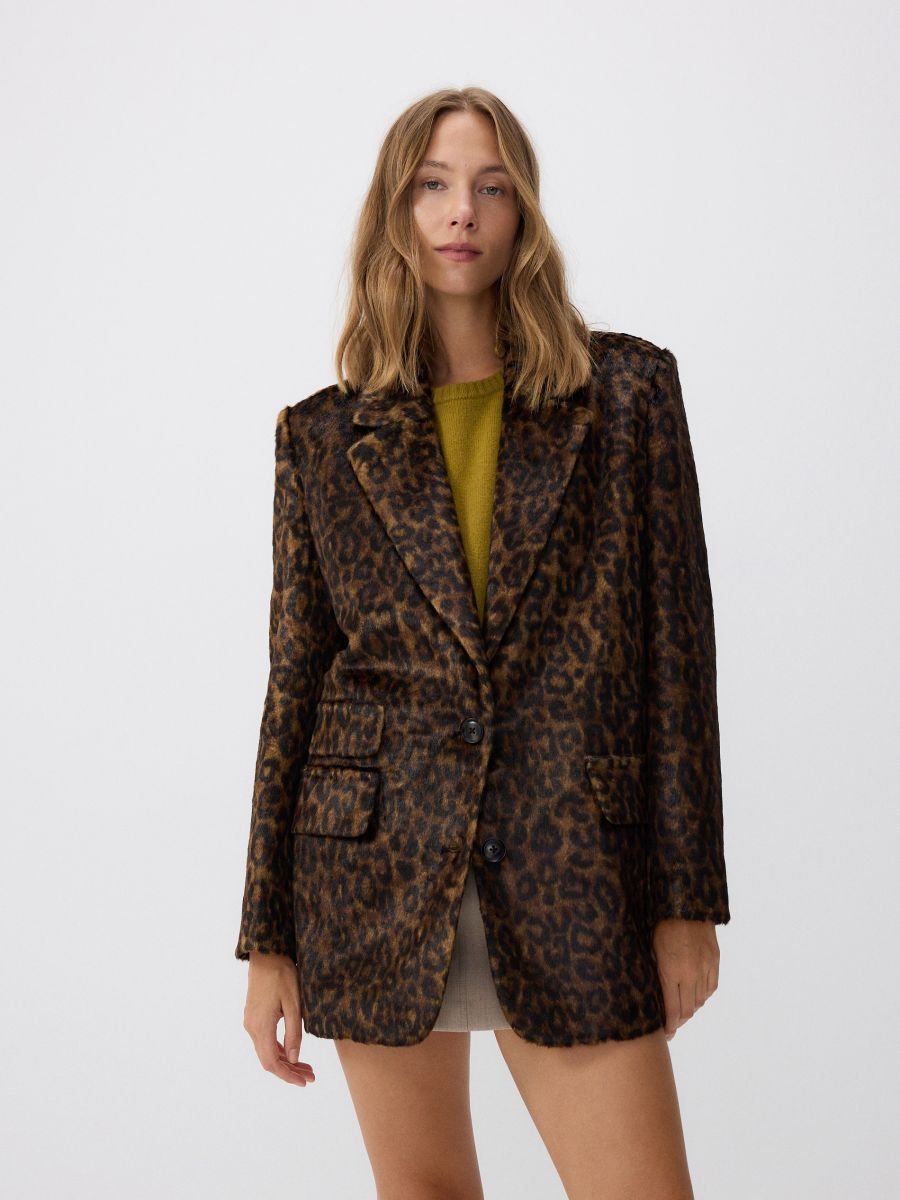 Oversized blazer with animal pattern - multicolor - RESERVED - 3