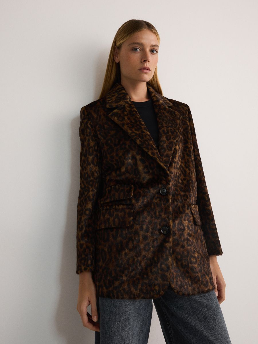 Oversized blazer with animal pattern - multicolor - RESERVED - 5