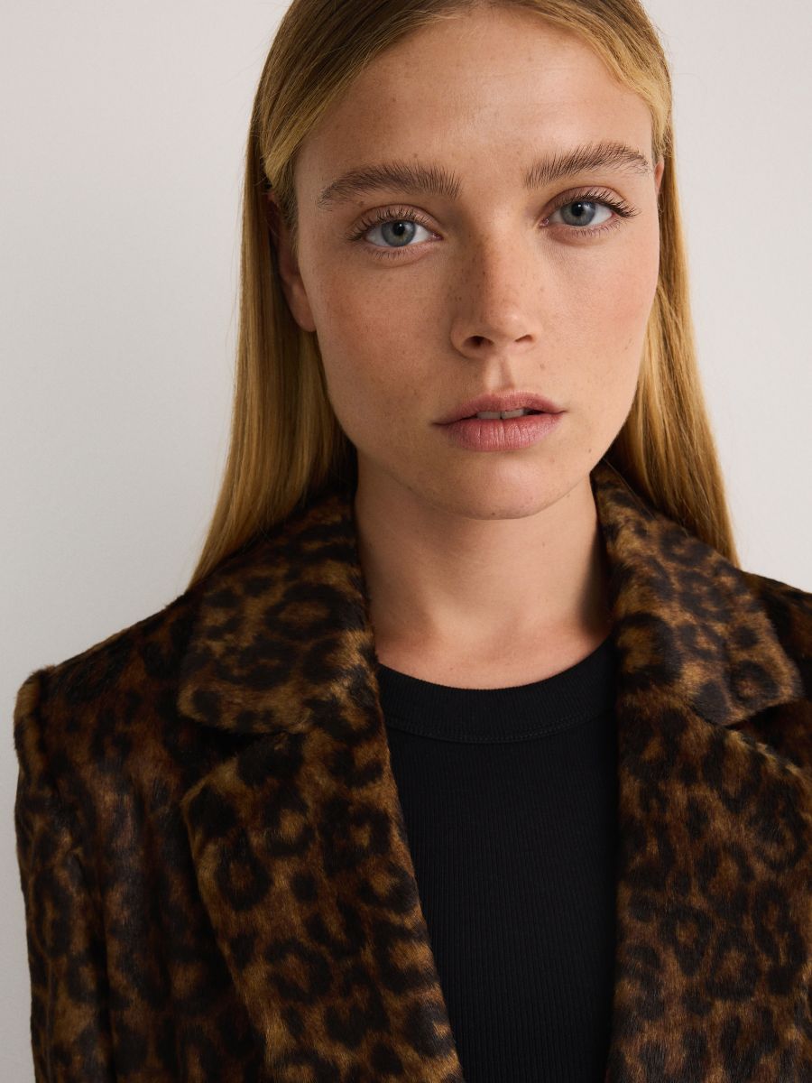 Oversized blazer with animal pattern - multicolor - RESERVED - 7