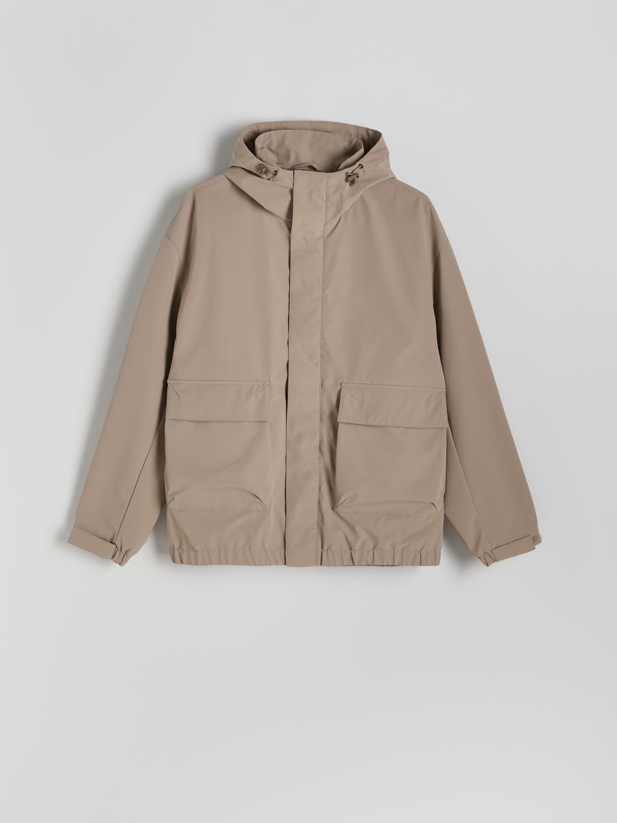 Plain hooded jacket - beige - RESERVED