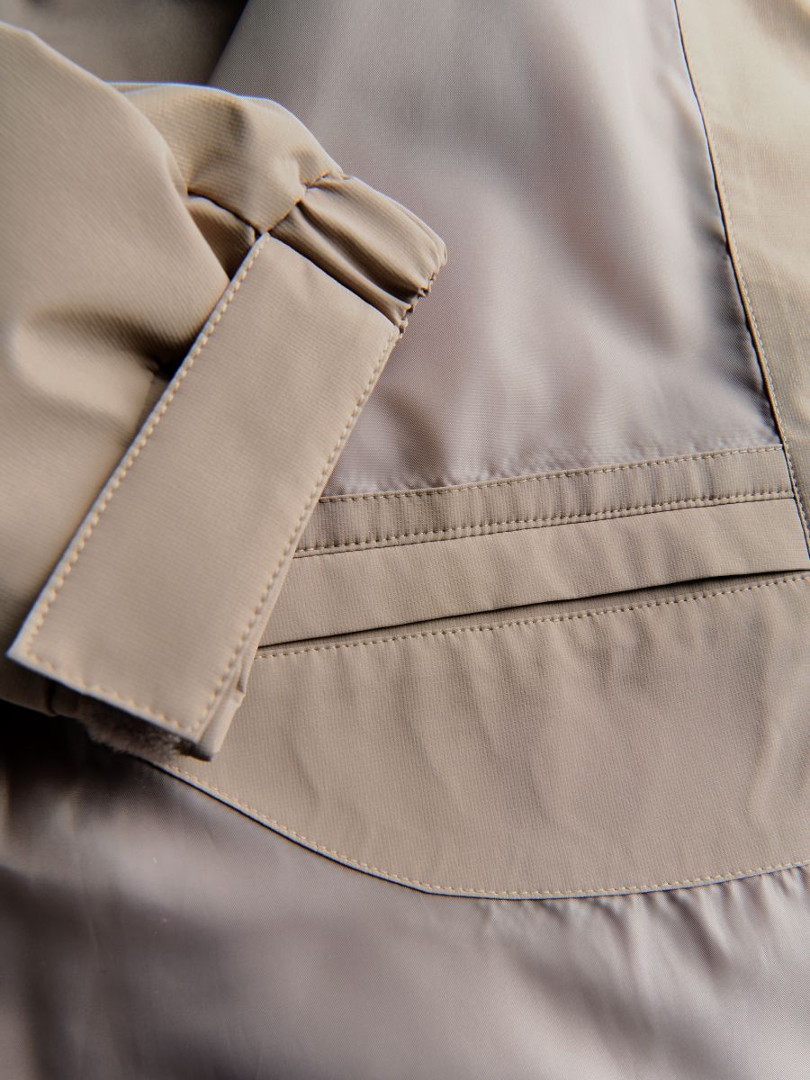 Plain hooded jacket - beige - RESERVED - 2