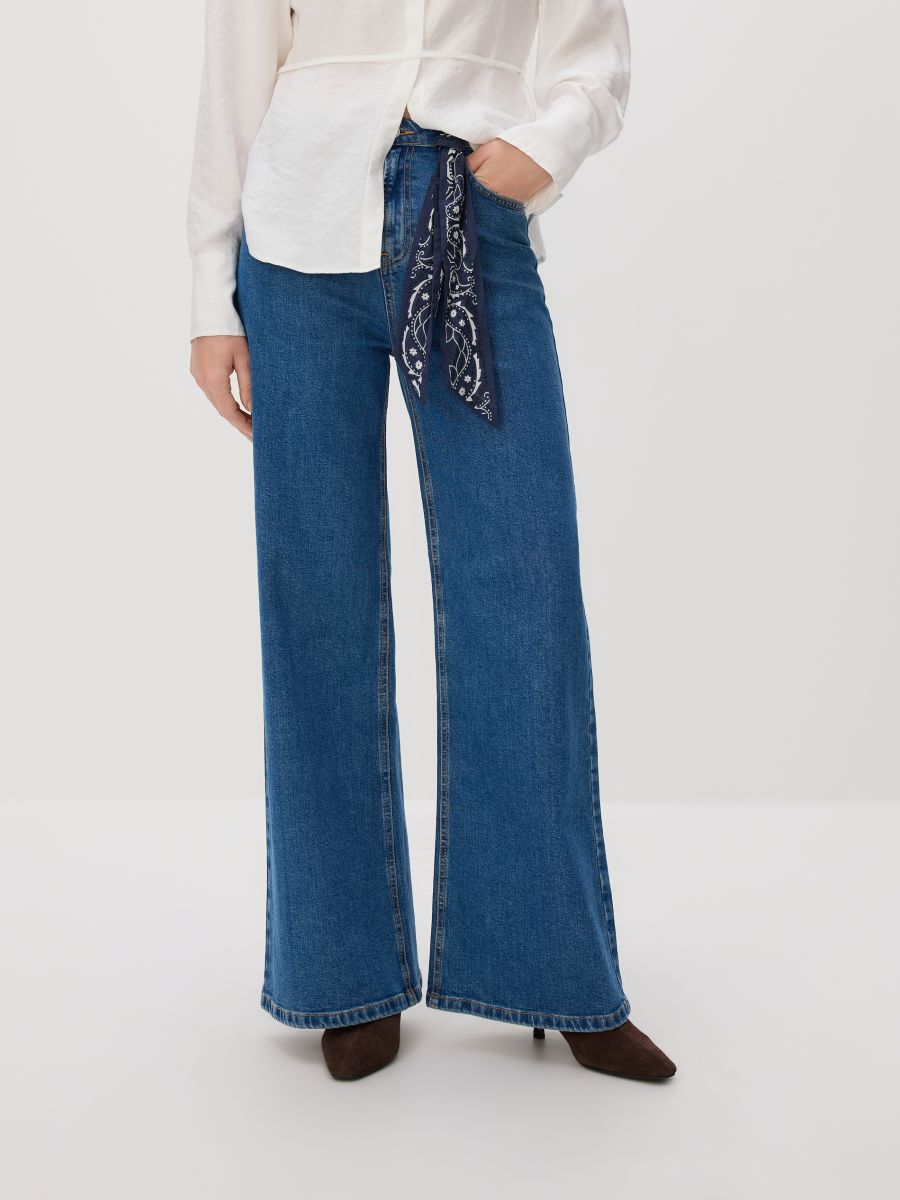 Wide-leg jeans with bandana - blue jeans - RESERVED