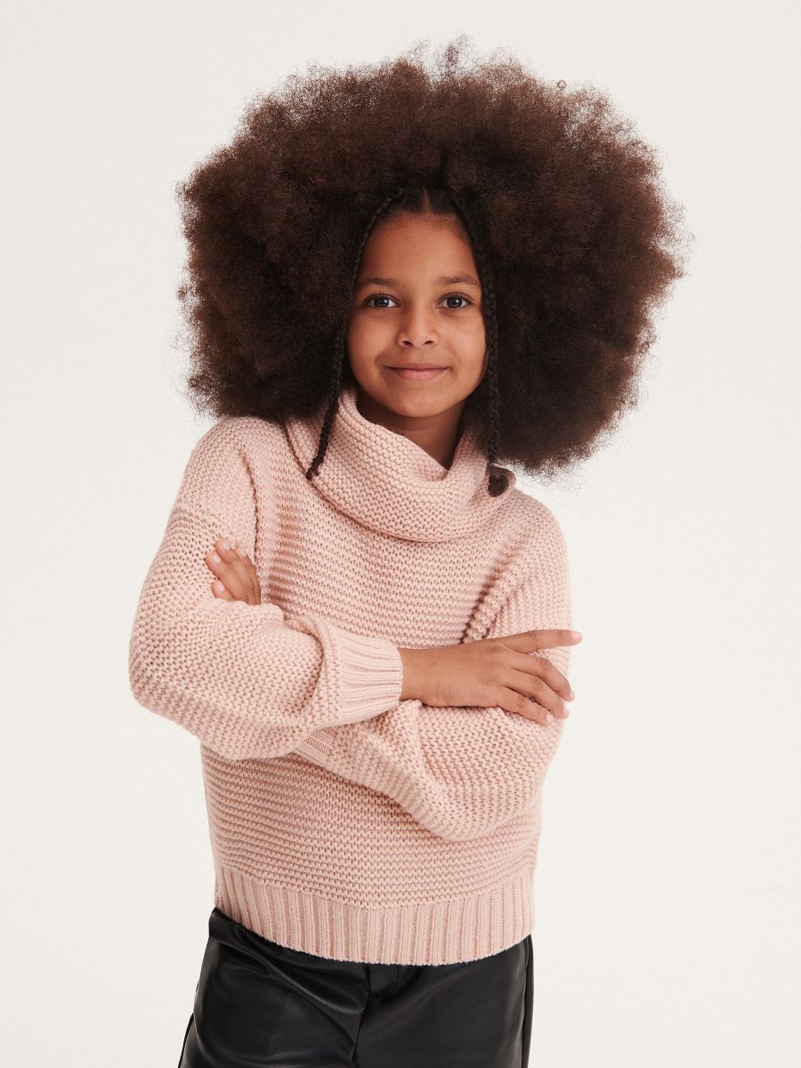 Sweater with loose turtleneck - dusty rose - RESERVED - 4
