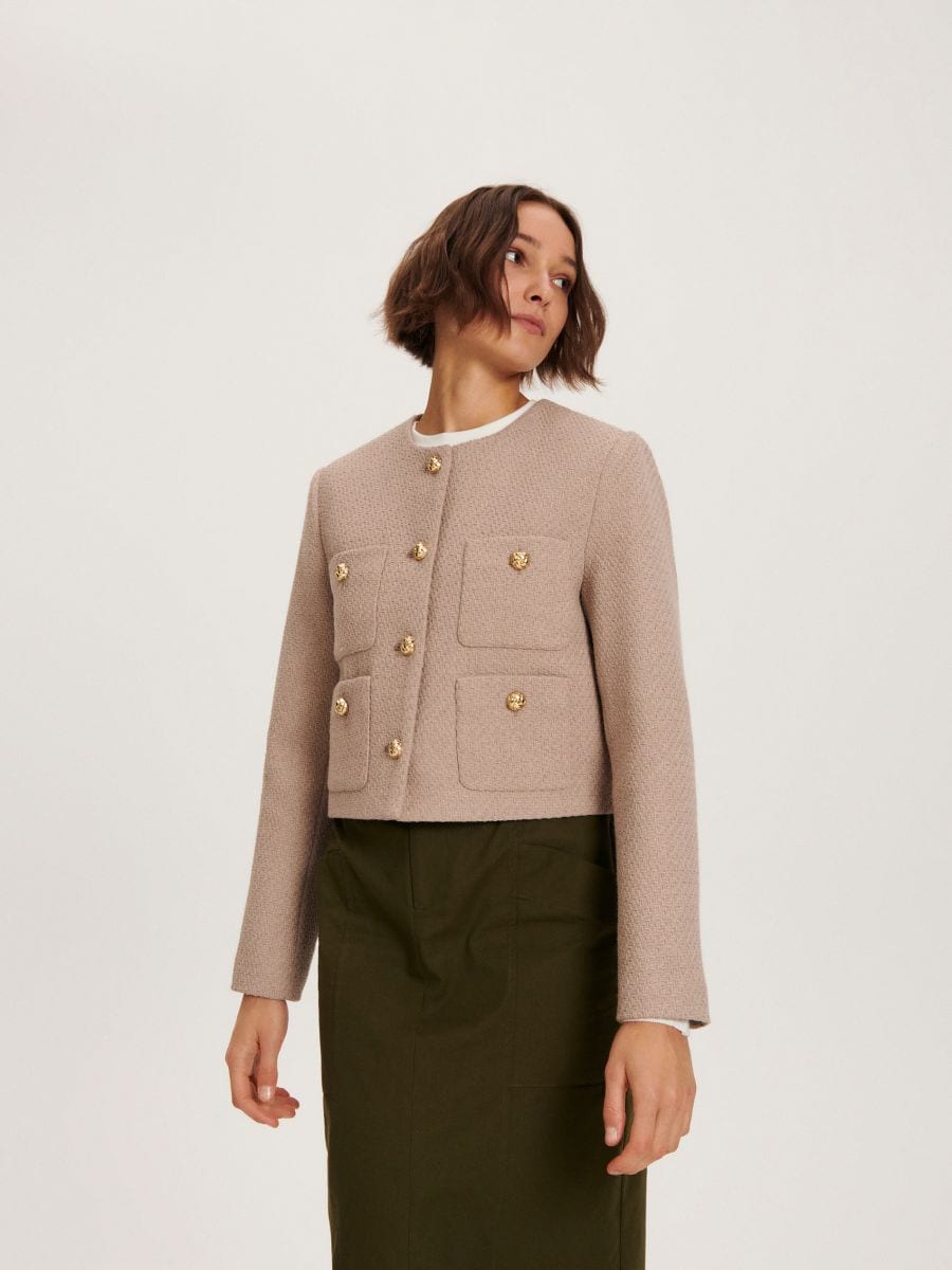 Blazer with gold tone buttons - beige - RESERVED - 2