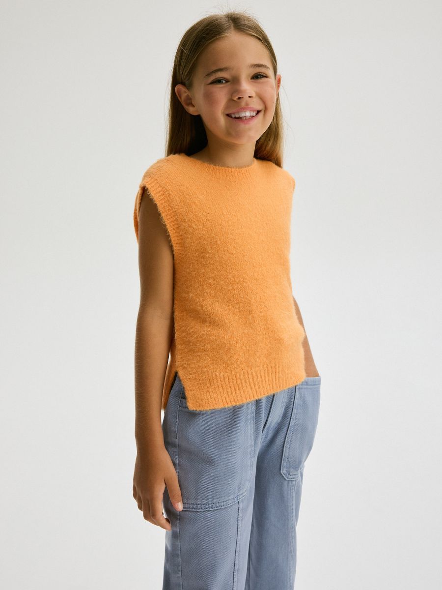 Knitted fabric vest - orange - RESERVED