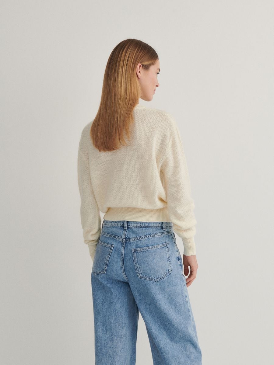 Pull en coton structuré - crème - RESERVED - 4