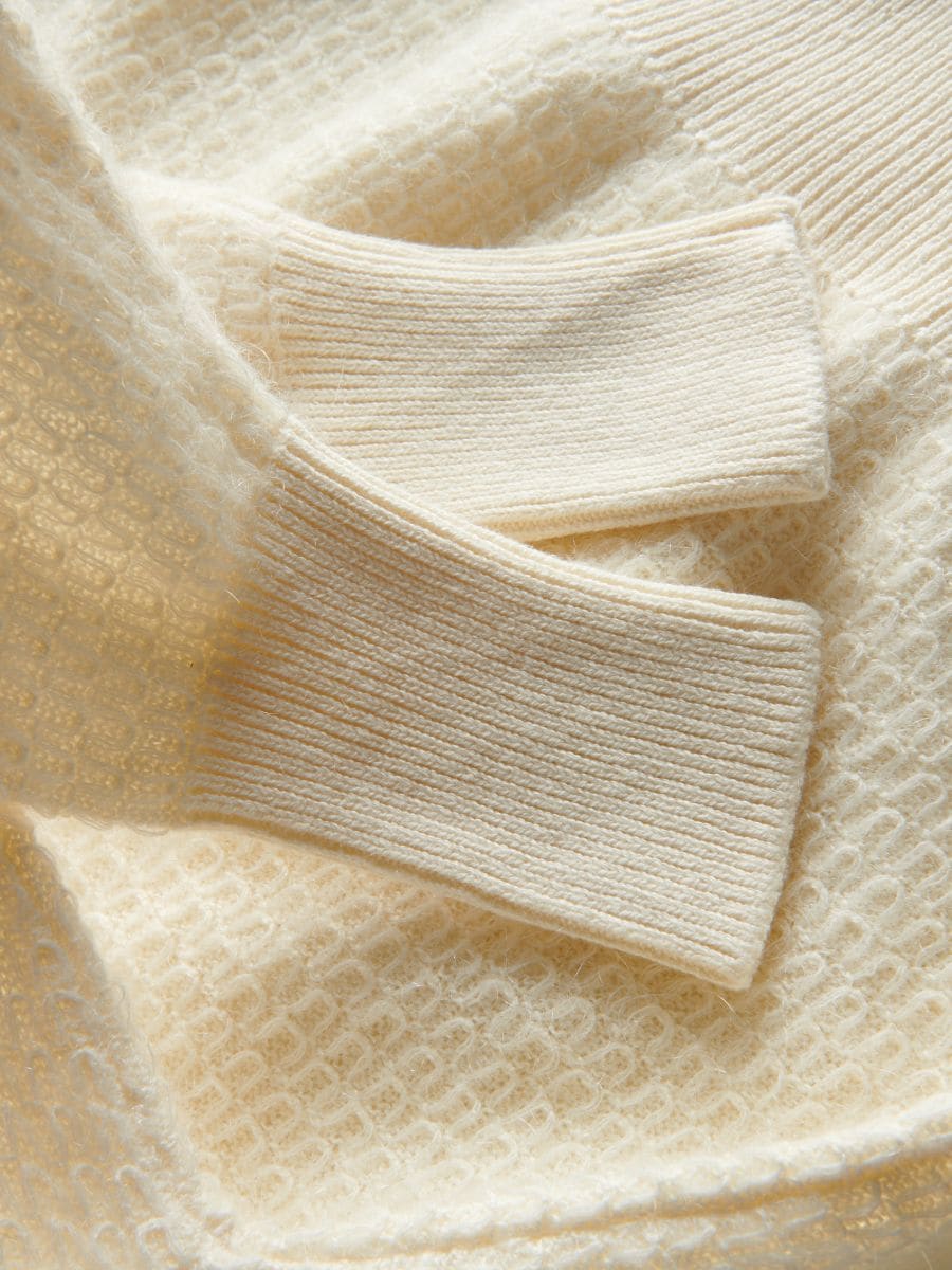 Pull en coton structuré - crème - RESERVED - 6