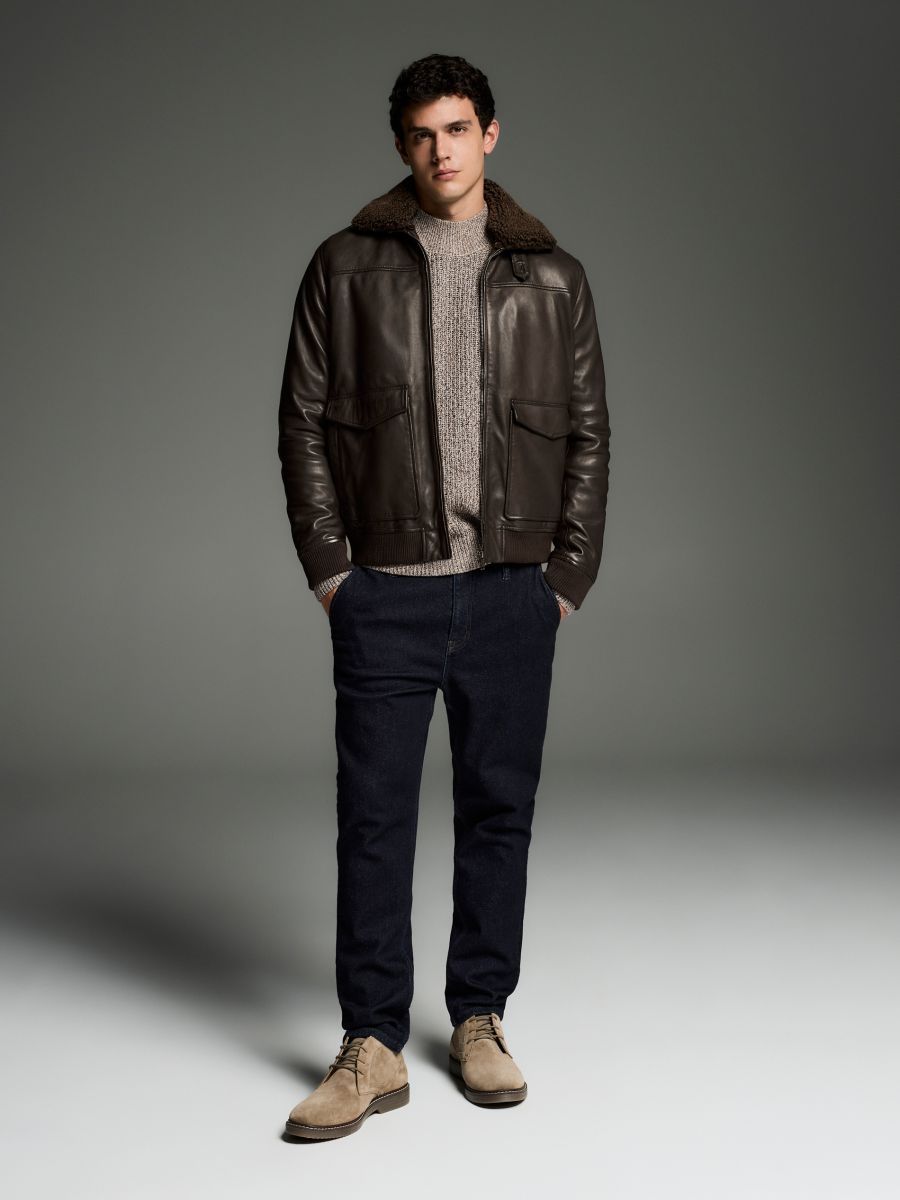 Slim chino jeans - navy - RESERVED