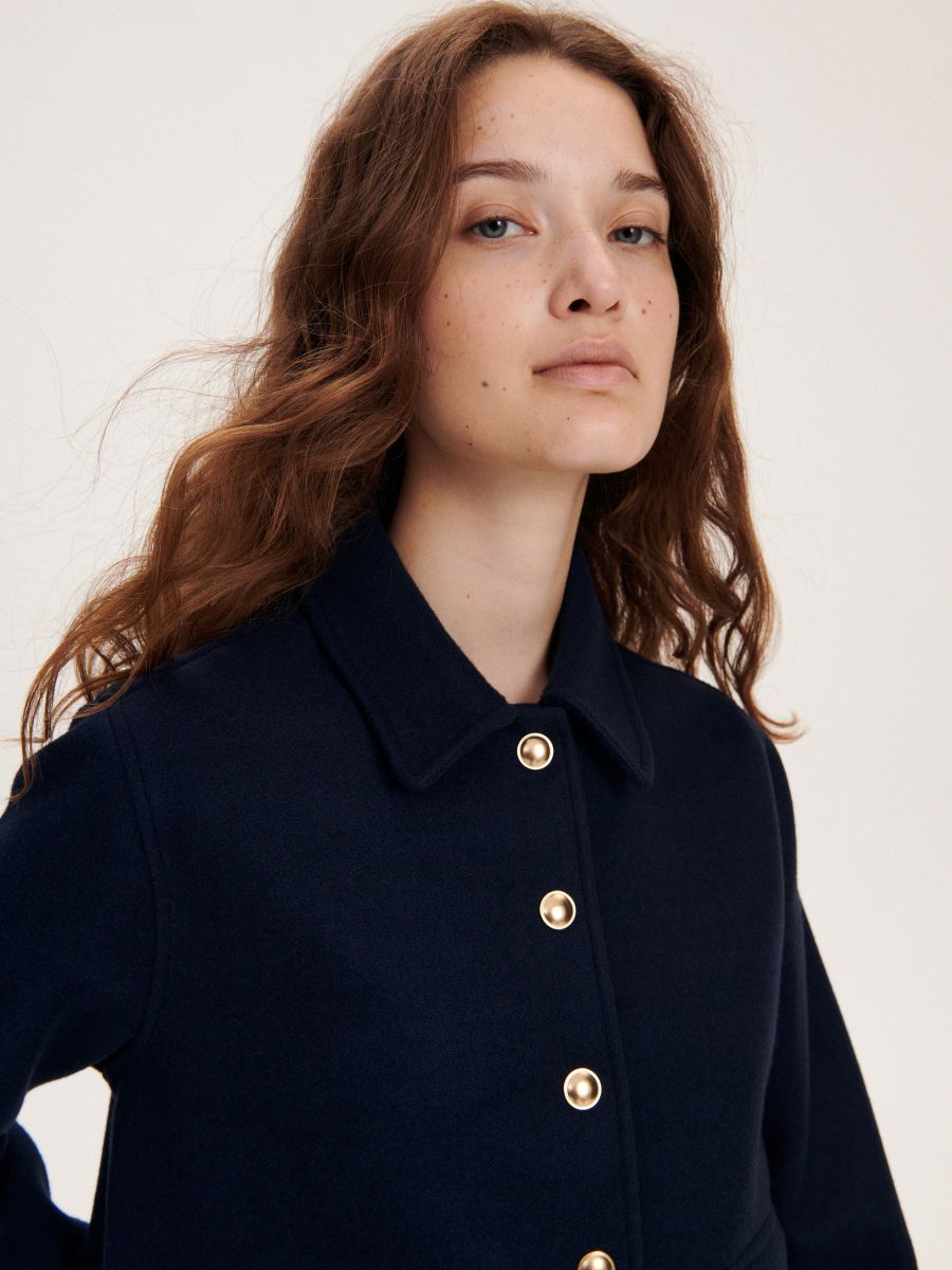 Jacket with a collar - navy - RESERVED - 5