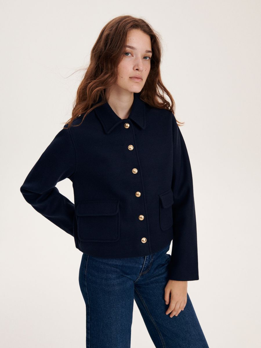 Jacket with a collar - navy - RESERVED - 2