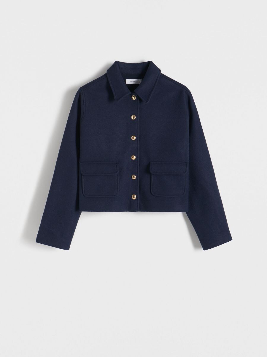 Jacket with a collar Color navy - RESERVED - 1740I-59X