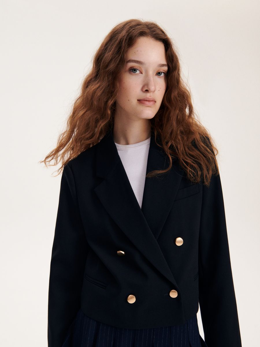 Cropped blazer - navy - RESERVED - 2