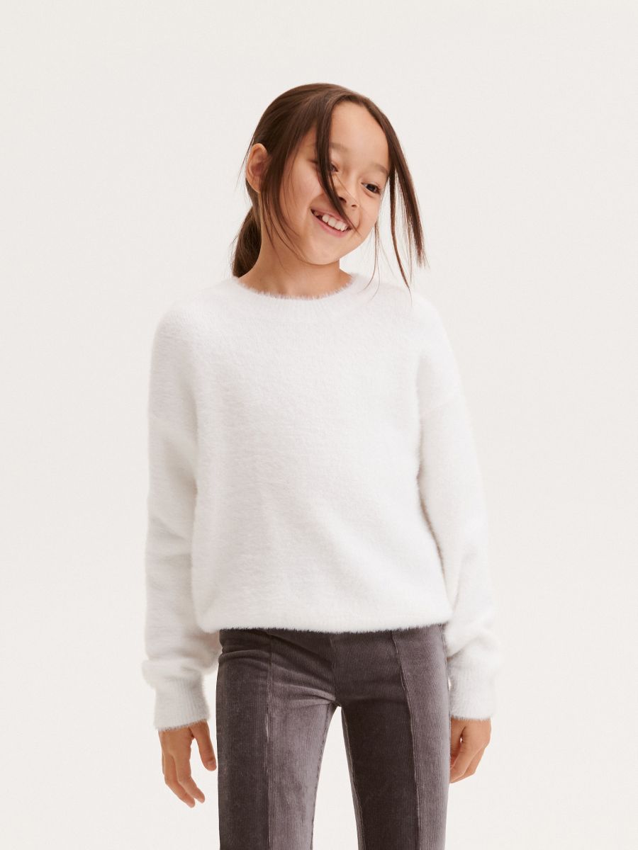 Džersija džemperis ar matiņiem - balts - RESERVED