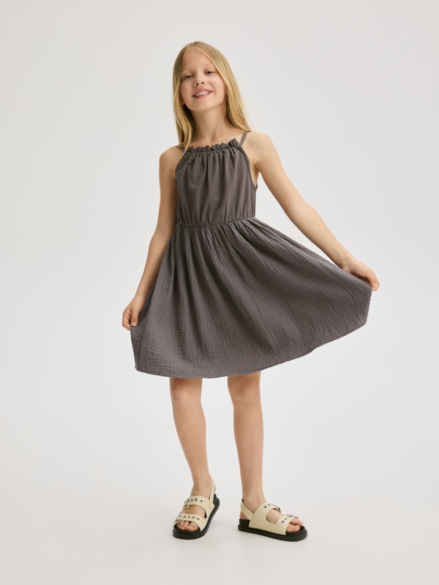 Dress with muslin bottom - dark grey - RESERVED - 3