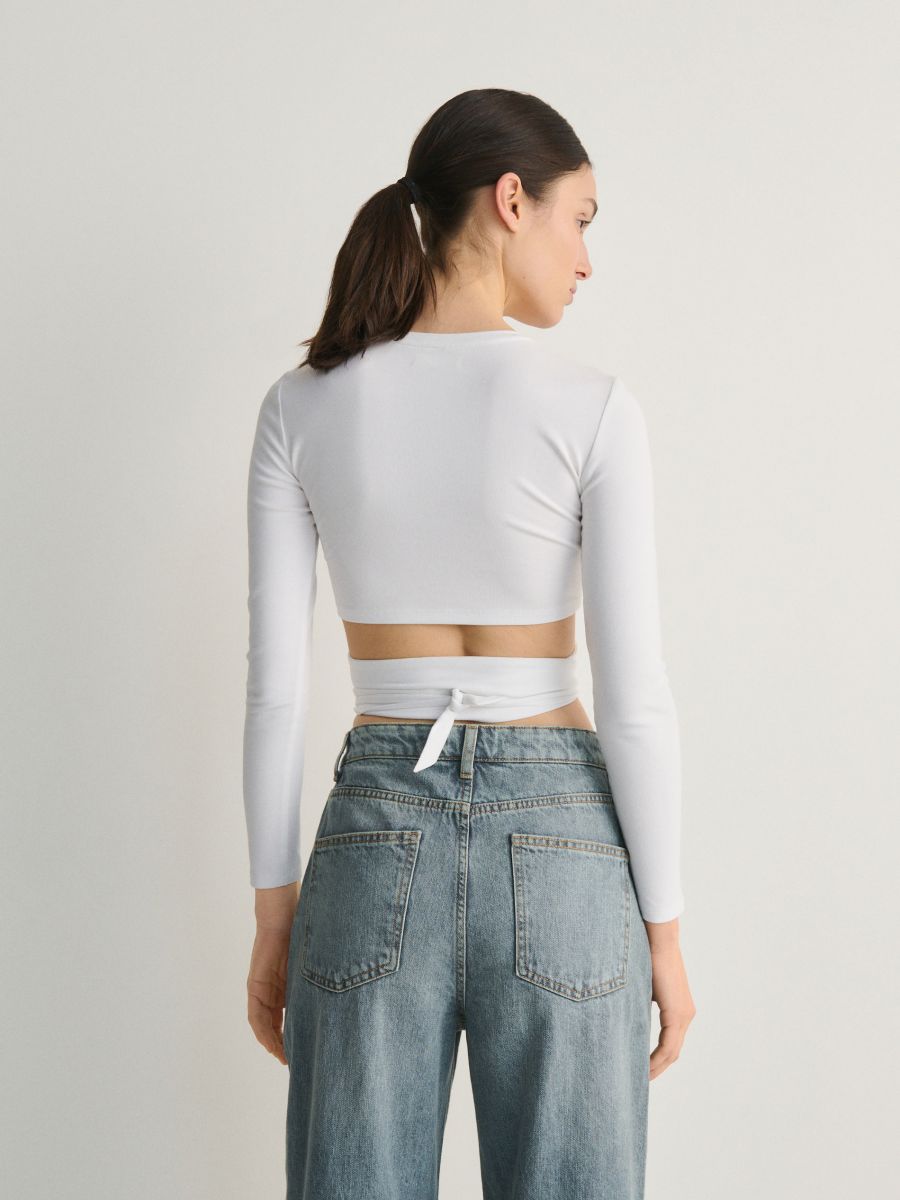 Blouse tied at the waist - cream - RESERVED - 3