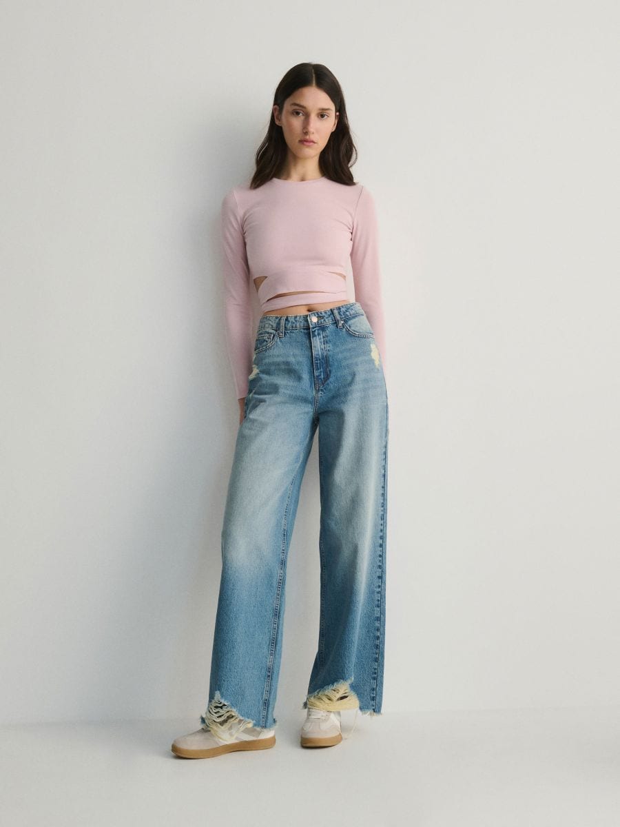 Blouse tied at the waist - pastel pink - RESERVED - 2