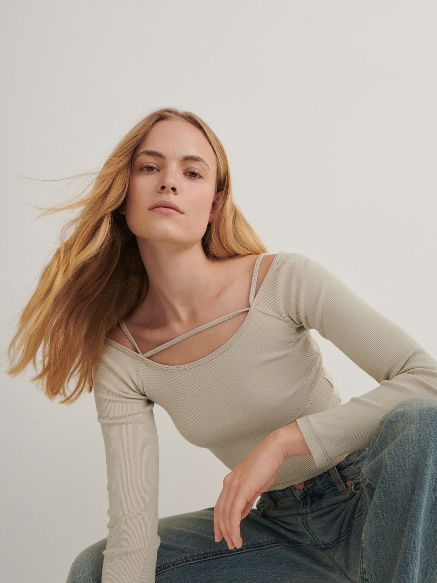 LADIES` BLOUSE - кремаста - RESERVED - 2