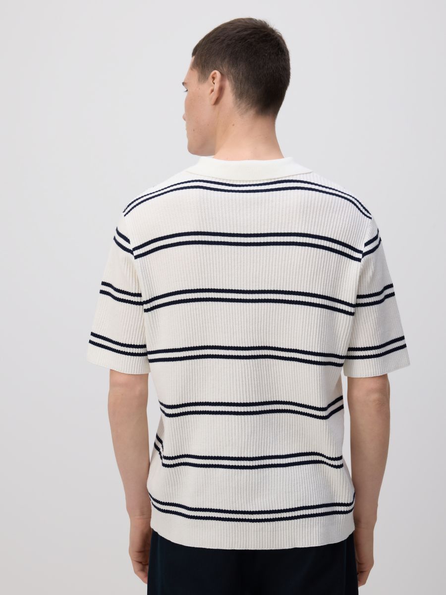 Polo shirt in structured fabric - cream - RESERVED - 5