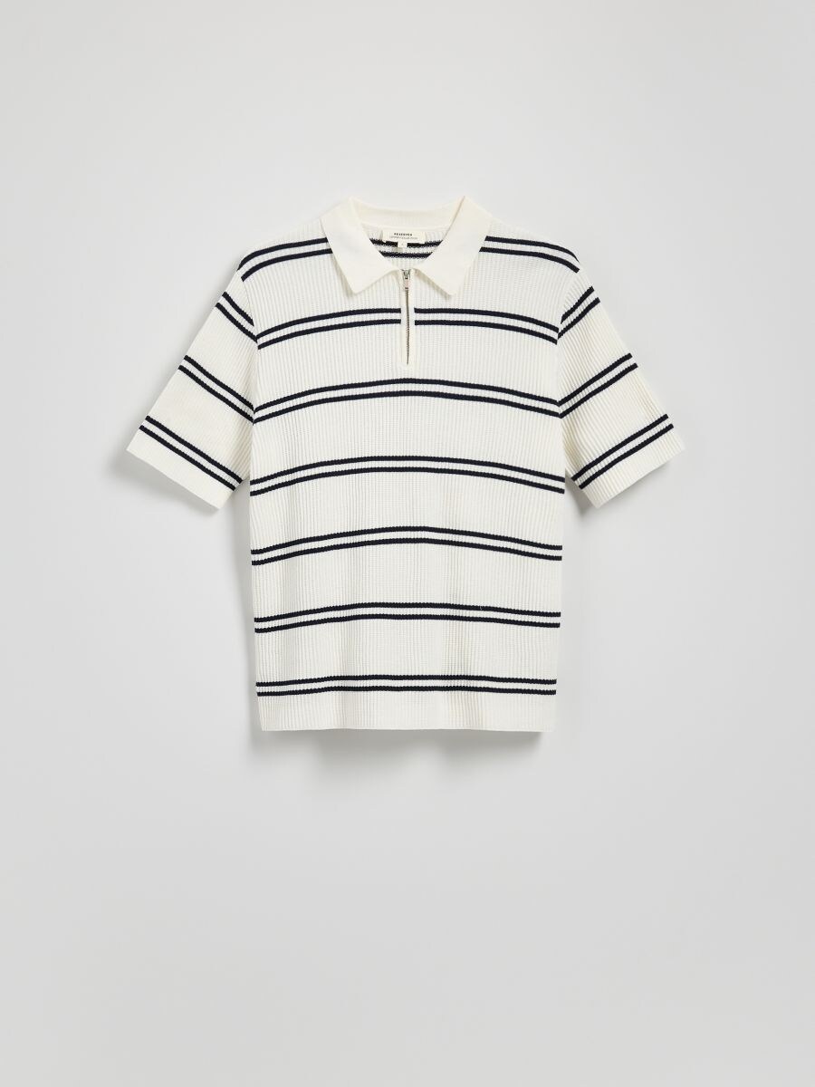 Polo shirt in structured fabric - cream - RESERVED - 6