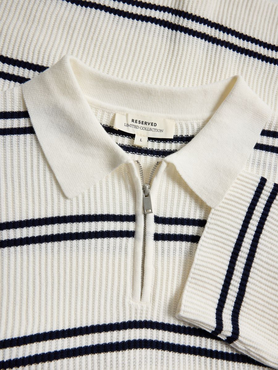 Polo shirt in structured fabric - cream - RESERVED - 7