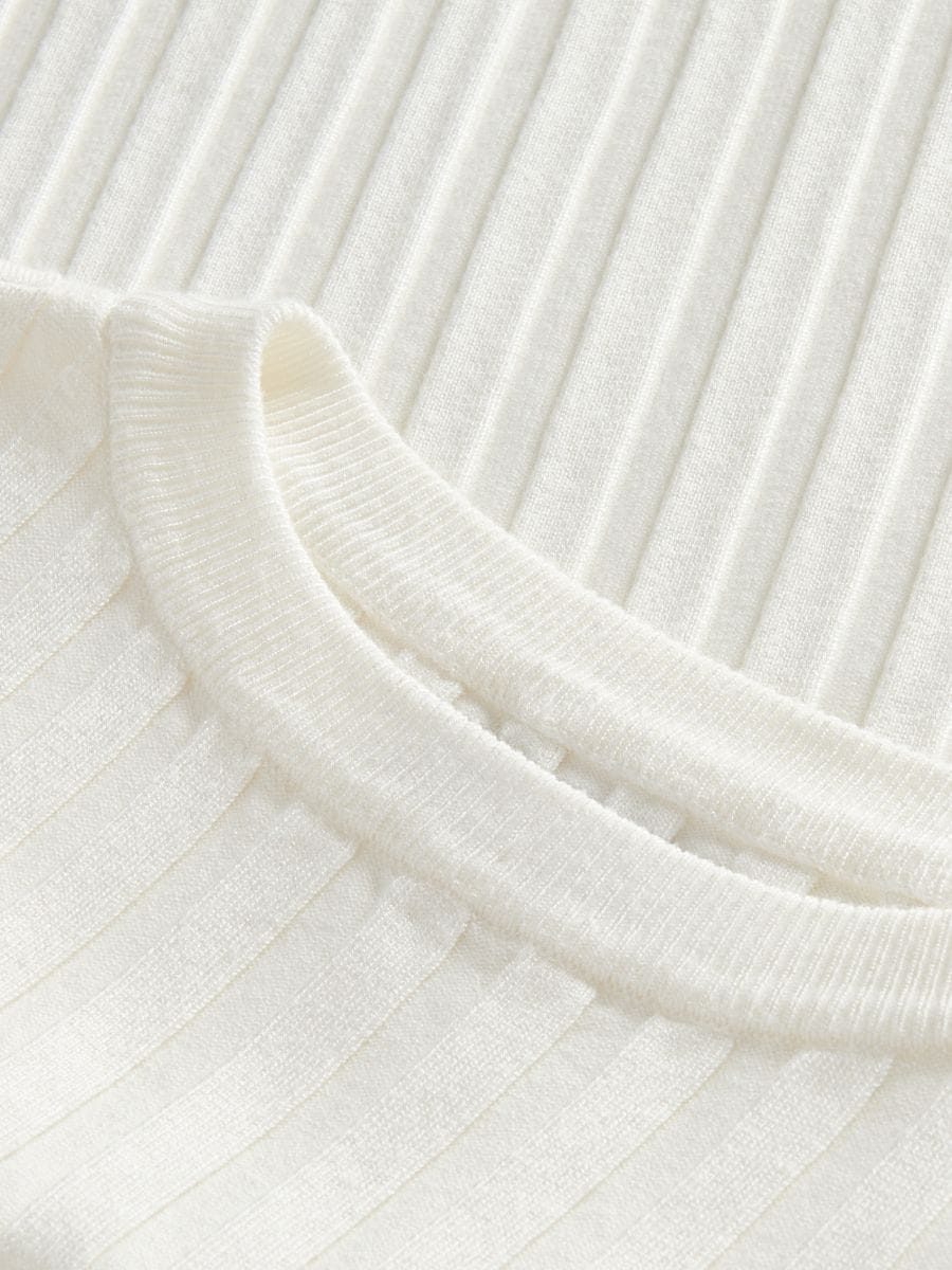 Pull en maille côtelée - crème - RESERVED - 5