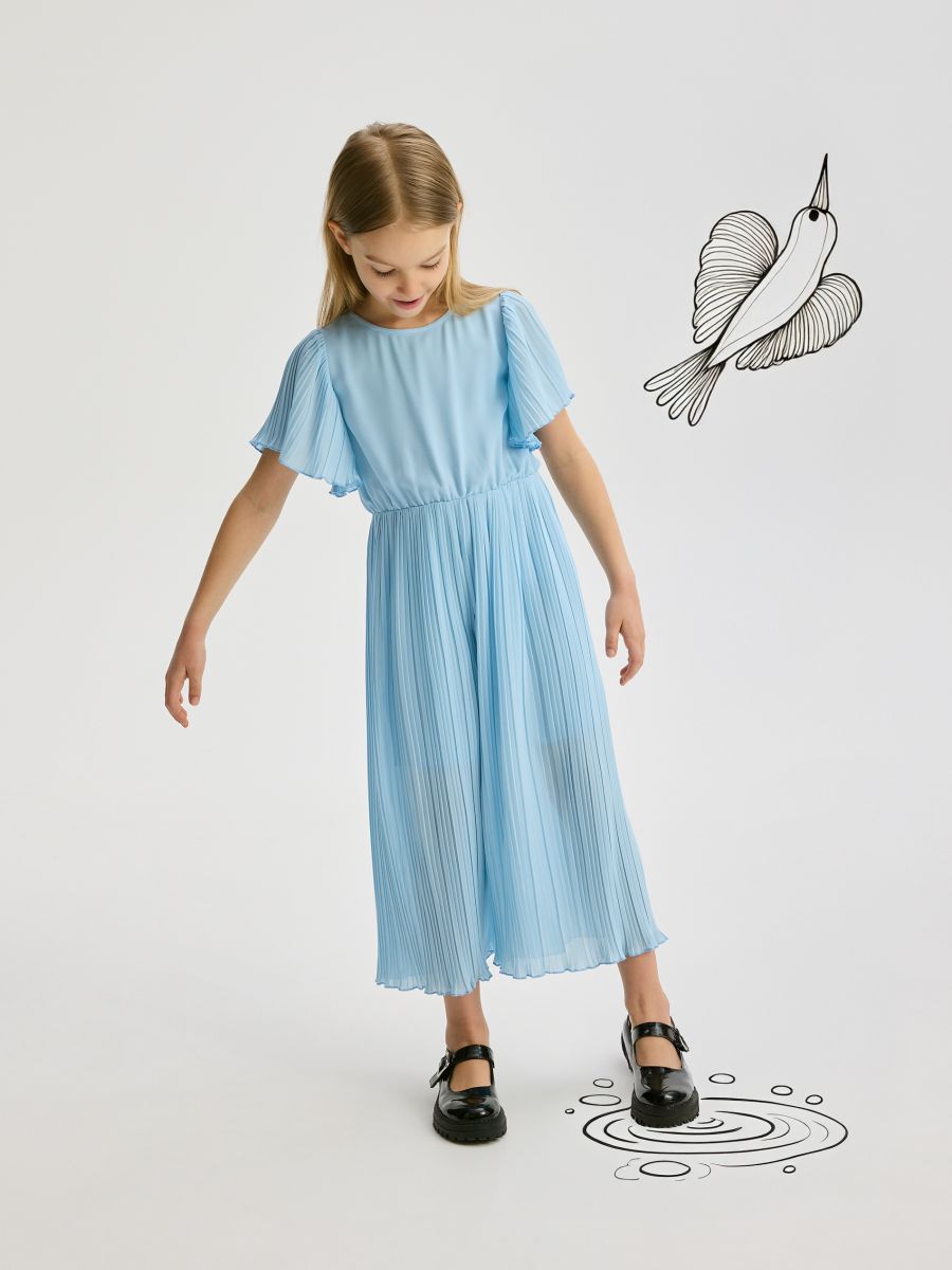 Short-sleeved jumpsuit - pale blue - RESERVED - 6