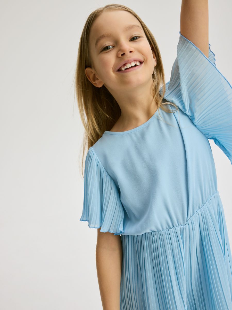 Short-sleeved jumpsuit - pale blue - RESERVED - 7