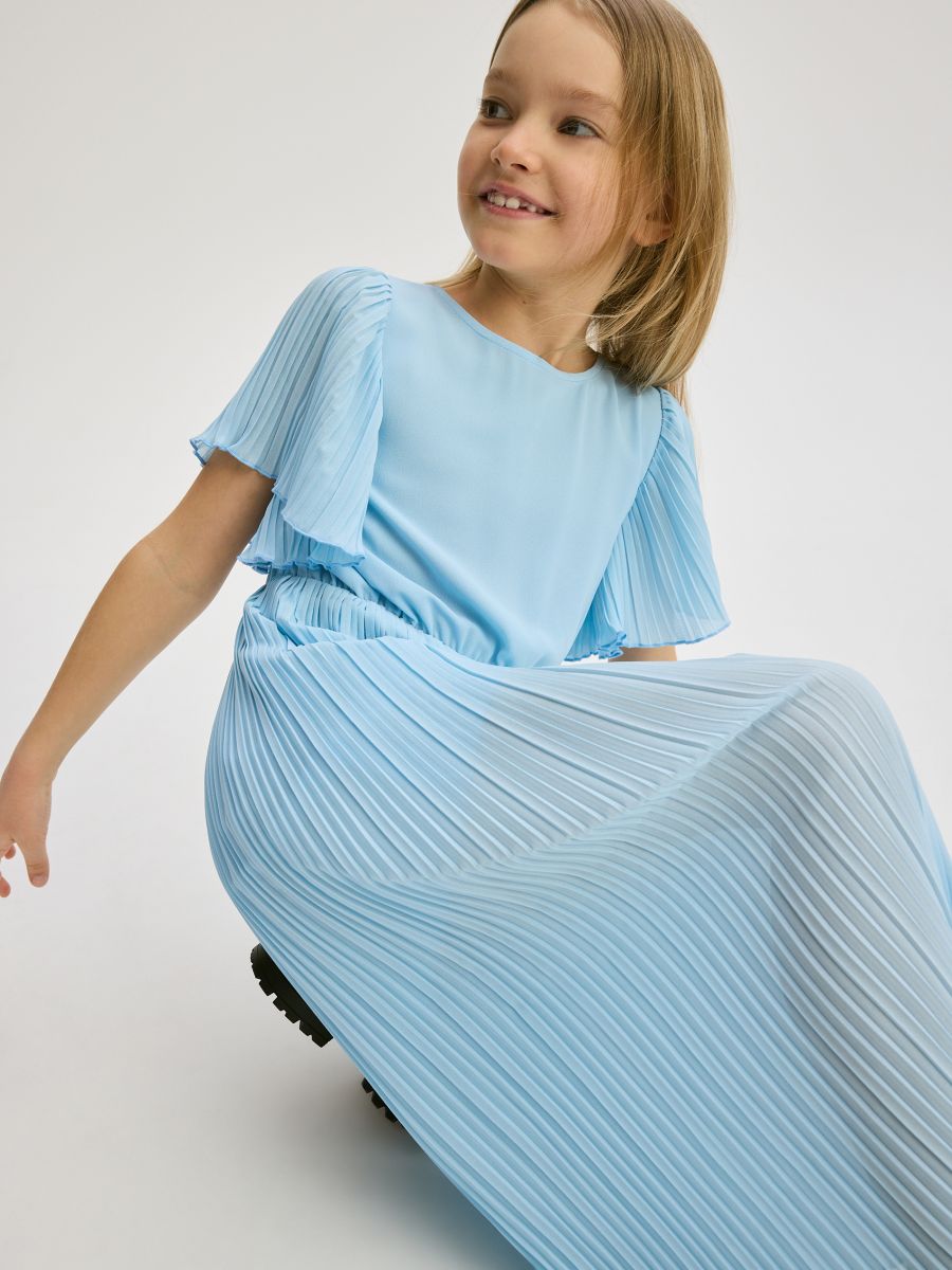Short-sleeved jumpsuit - pale blue - RESERVED - 2