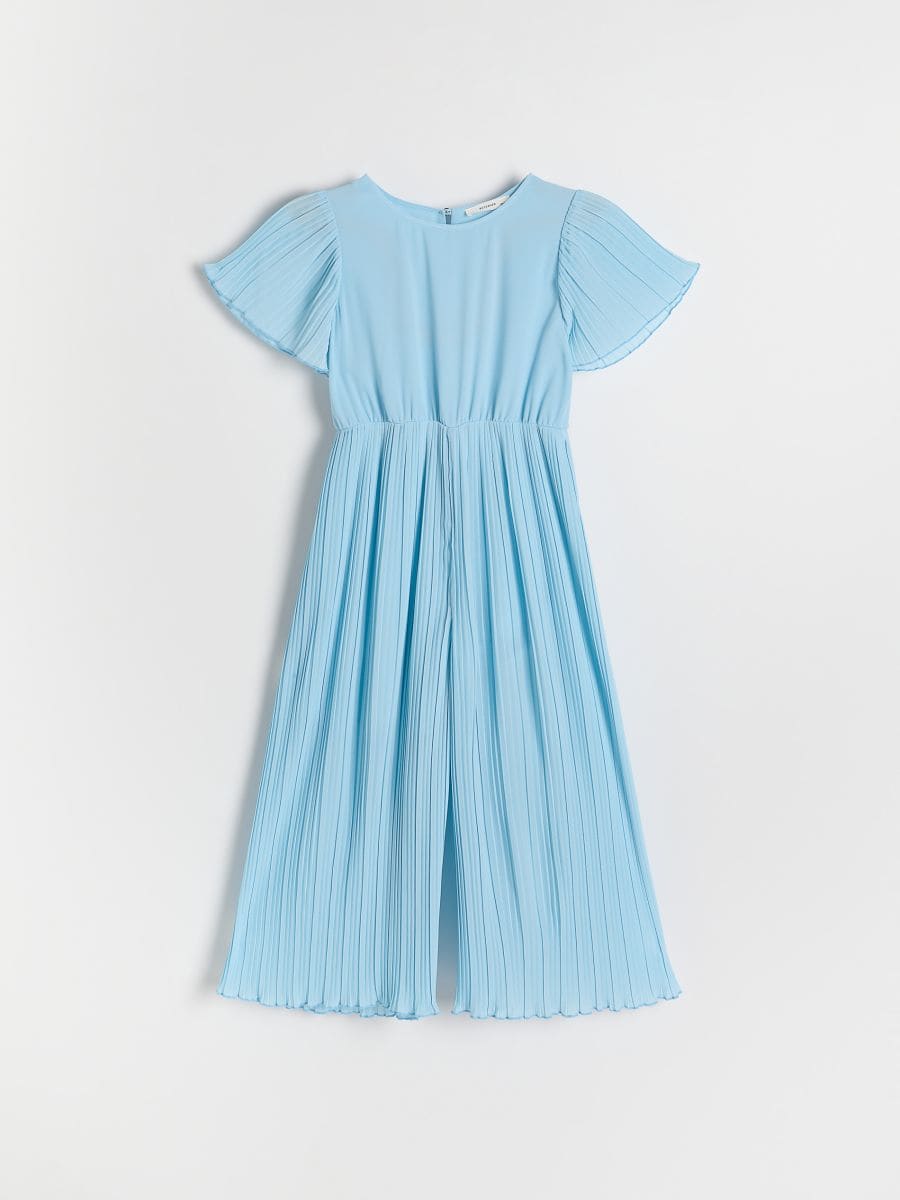 Short-sleeved jumpsuit - pale blue - RESERVED - 3