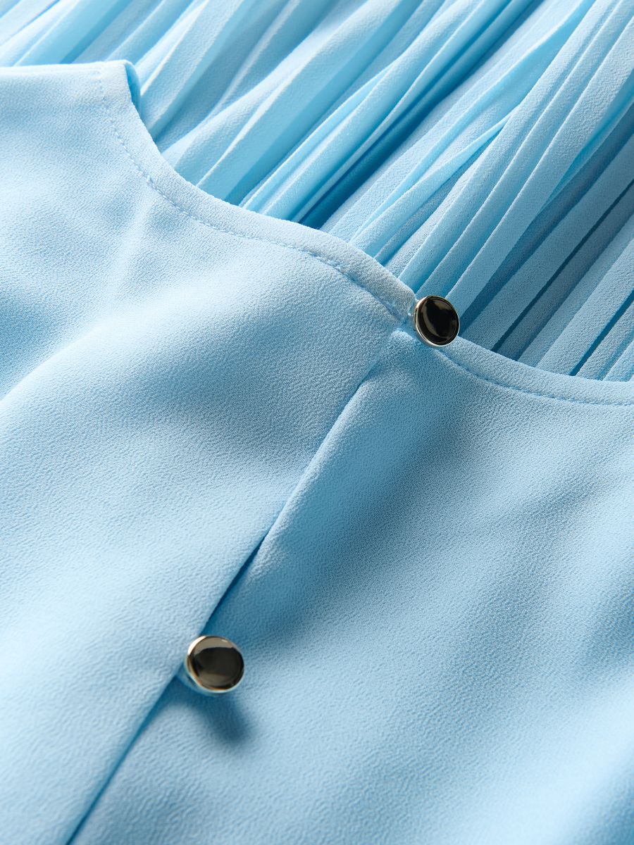 Short-sleeved jumpsuit - pale blue - RESERVED - 4