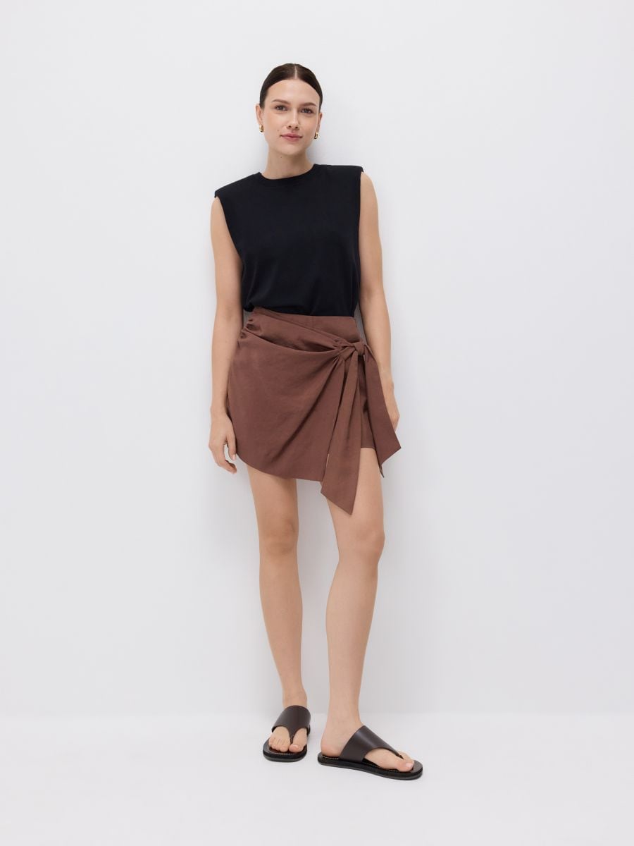 Skort made of lyocell - brown - RESERVED - 3