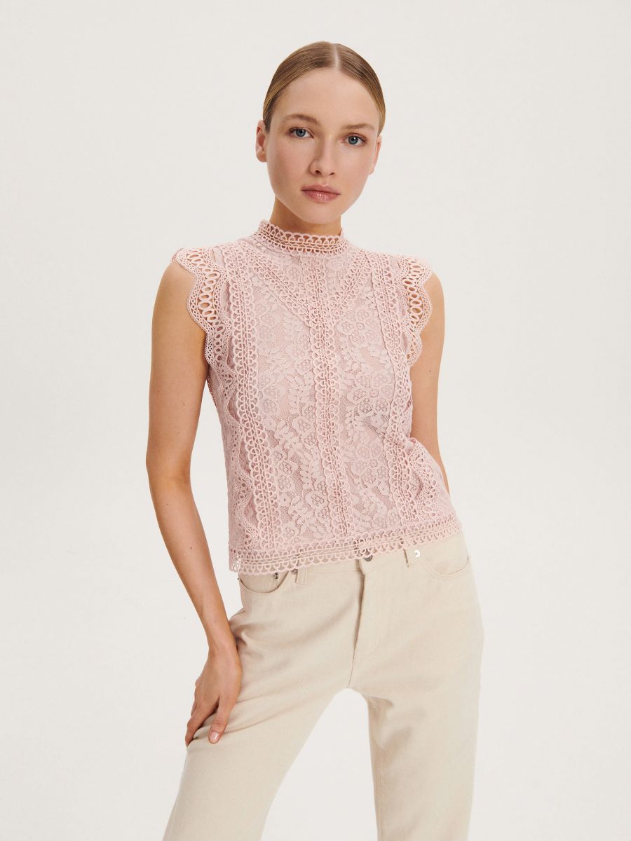pink lace blouse
