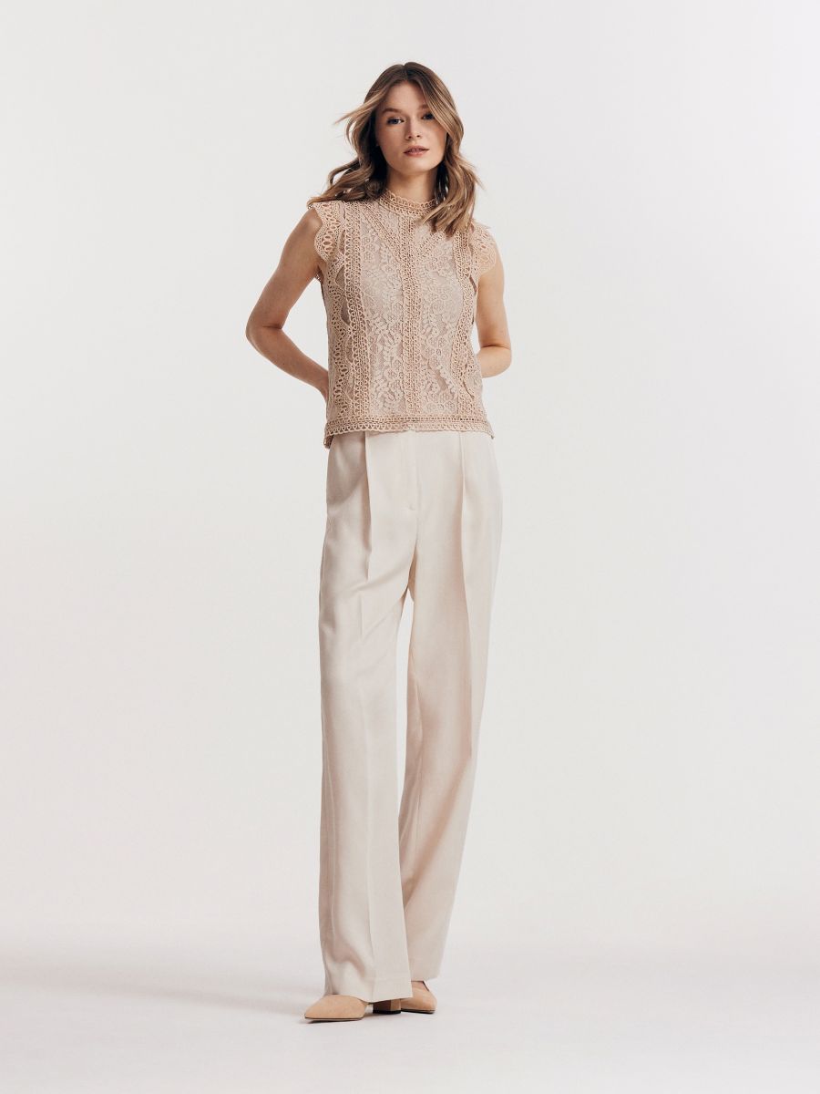 Bluse aus Spitze - beige - RESERVED - 2