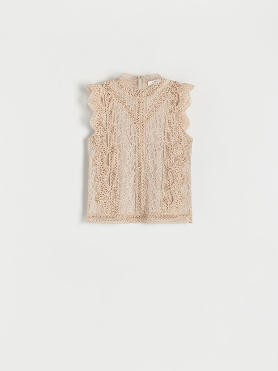 Bluse aus Spitze - beige - RESERVED - 4