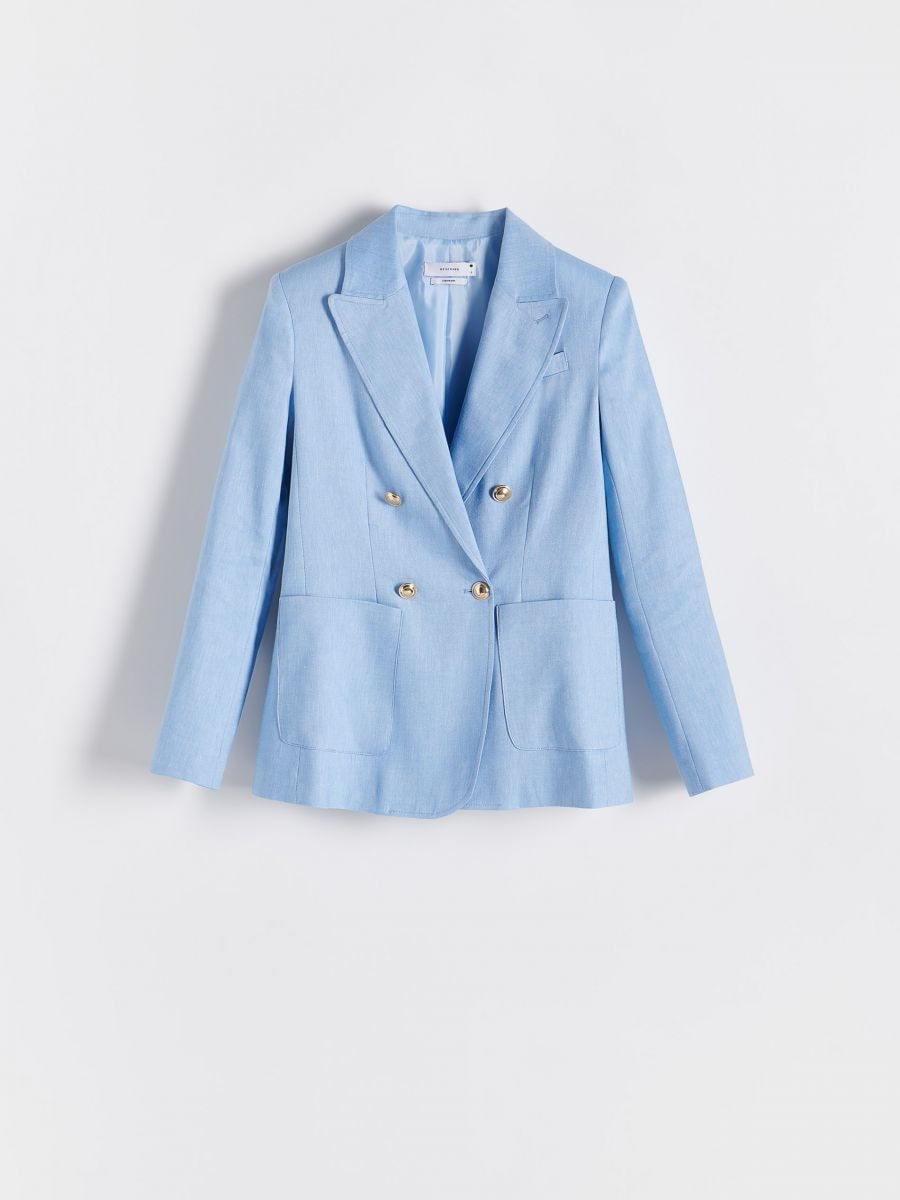Solid Color Linen Cotton Blazer in Royal Blue : MTY158