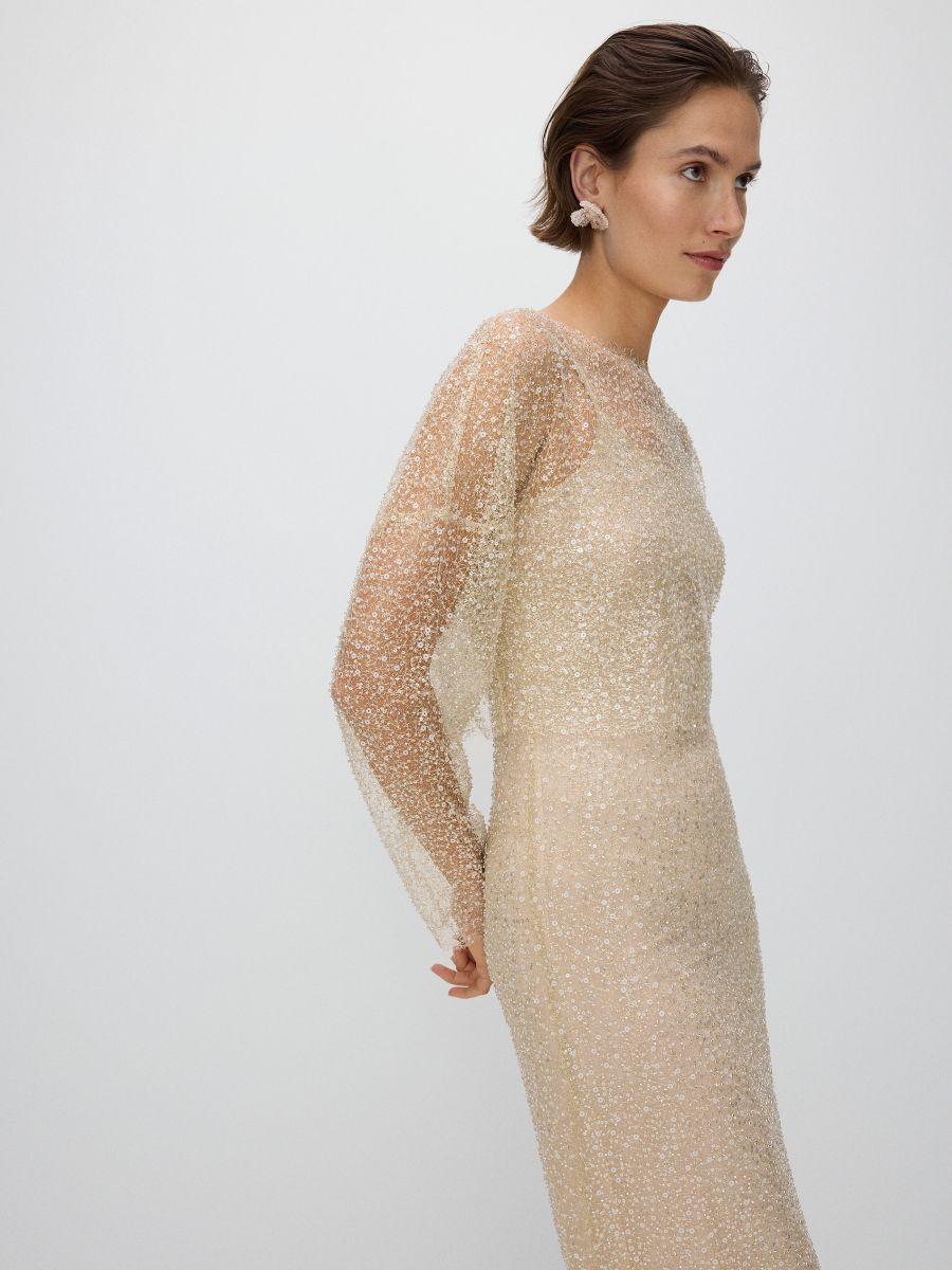 Camicetta trasparente con paillettes - nude - RESERVED - 4