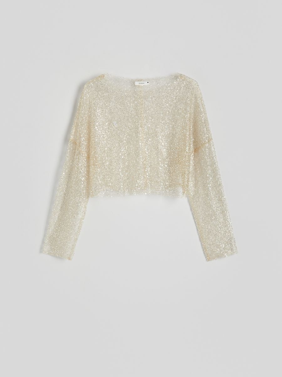 Camicetta trasparente con paillettes - nude - RESERVED - 5