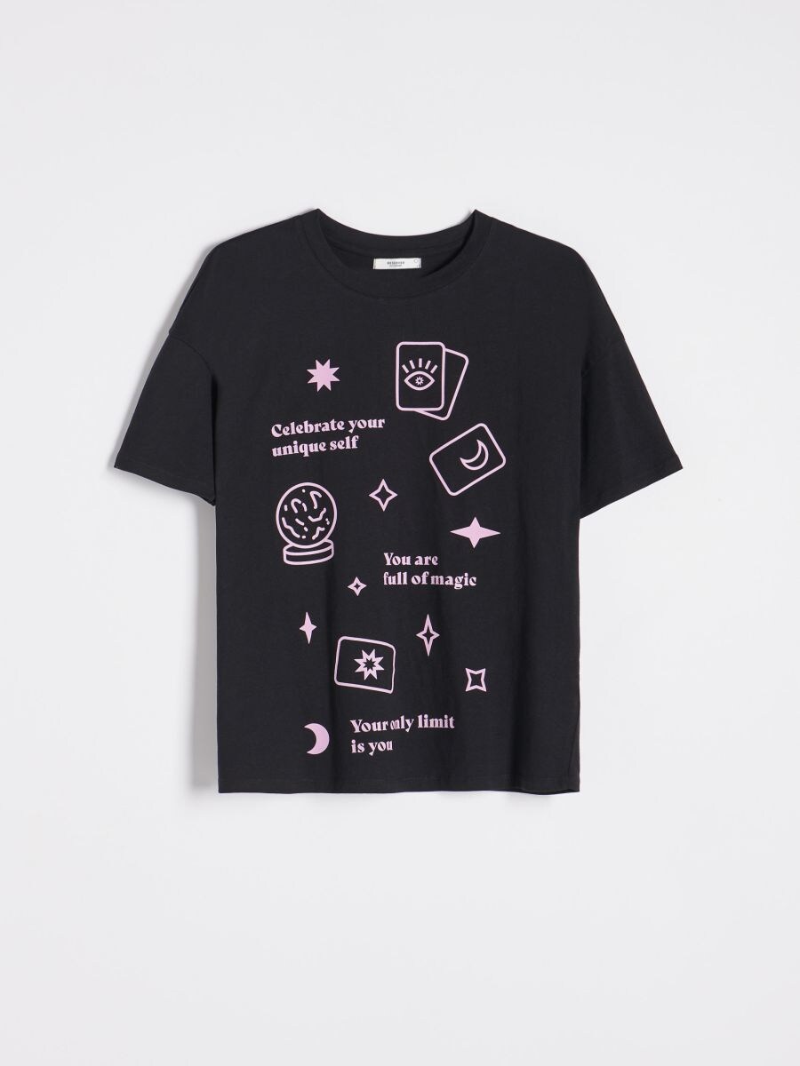 Oversized T-shirt with minimalist print - black - RESERVED - 3