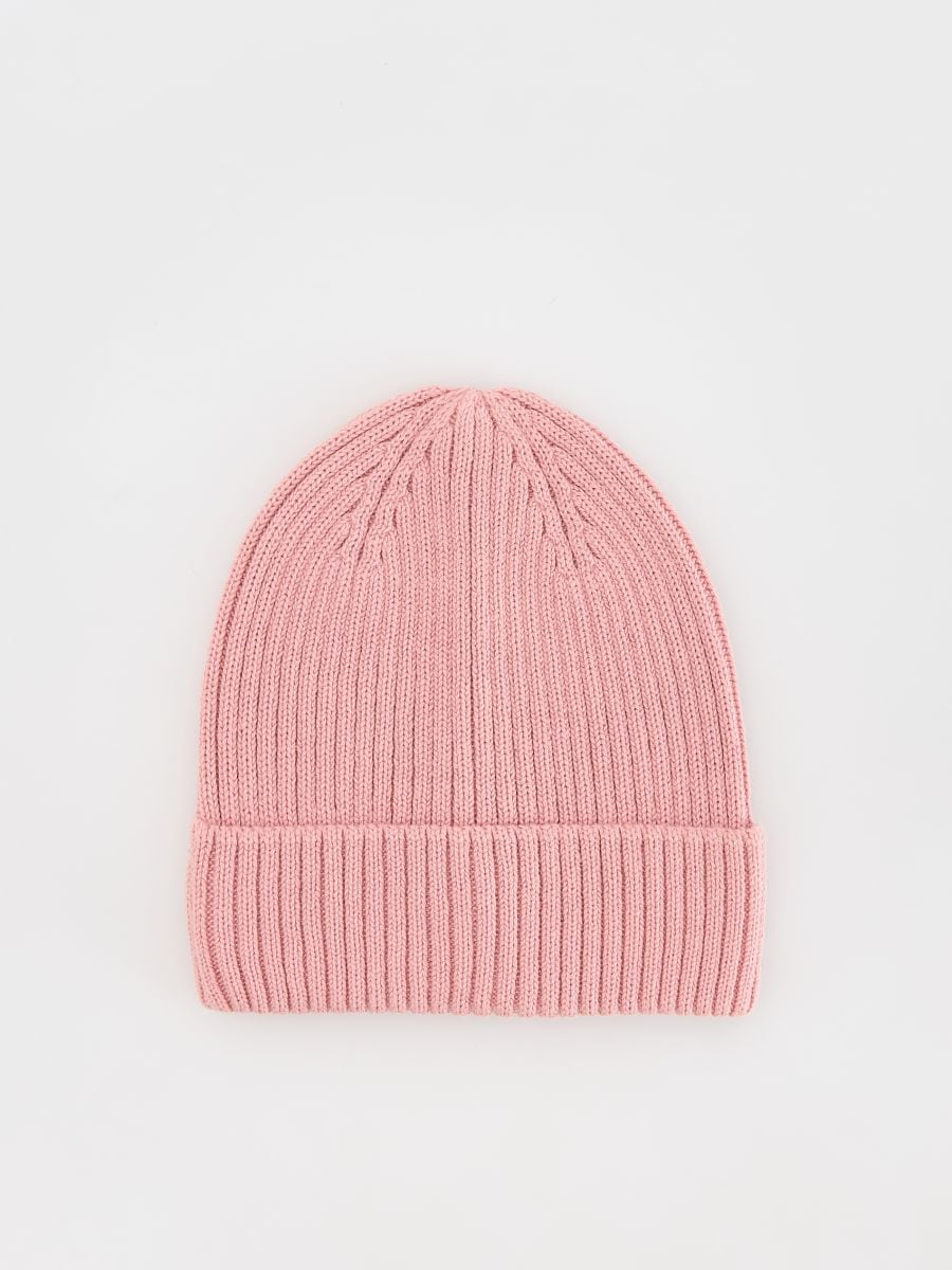 Rib knit cotton rich beanie - rose - RESERVED