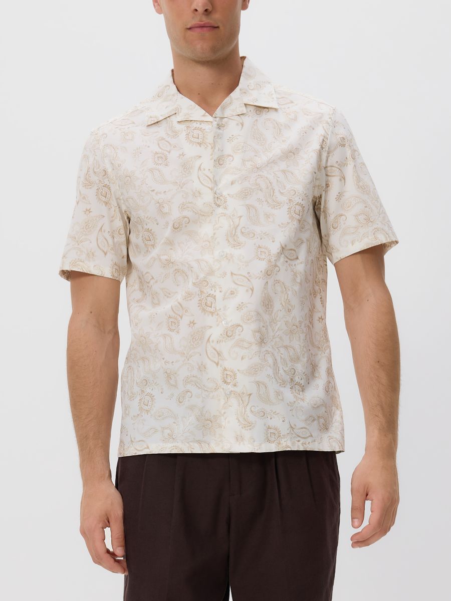 Regular fit patterned shirt - beige - RESERVED - 3