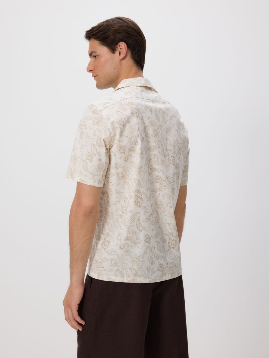 Regular fit patterned shirt - beige - RESERVED - 4