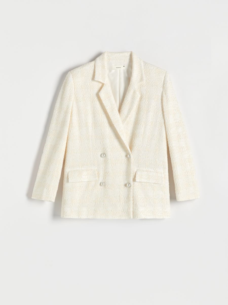 Double-breasted jacket - cream - RESERVED - 5