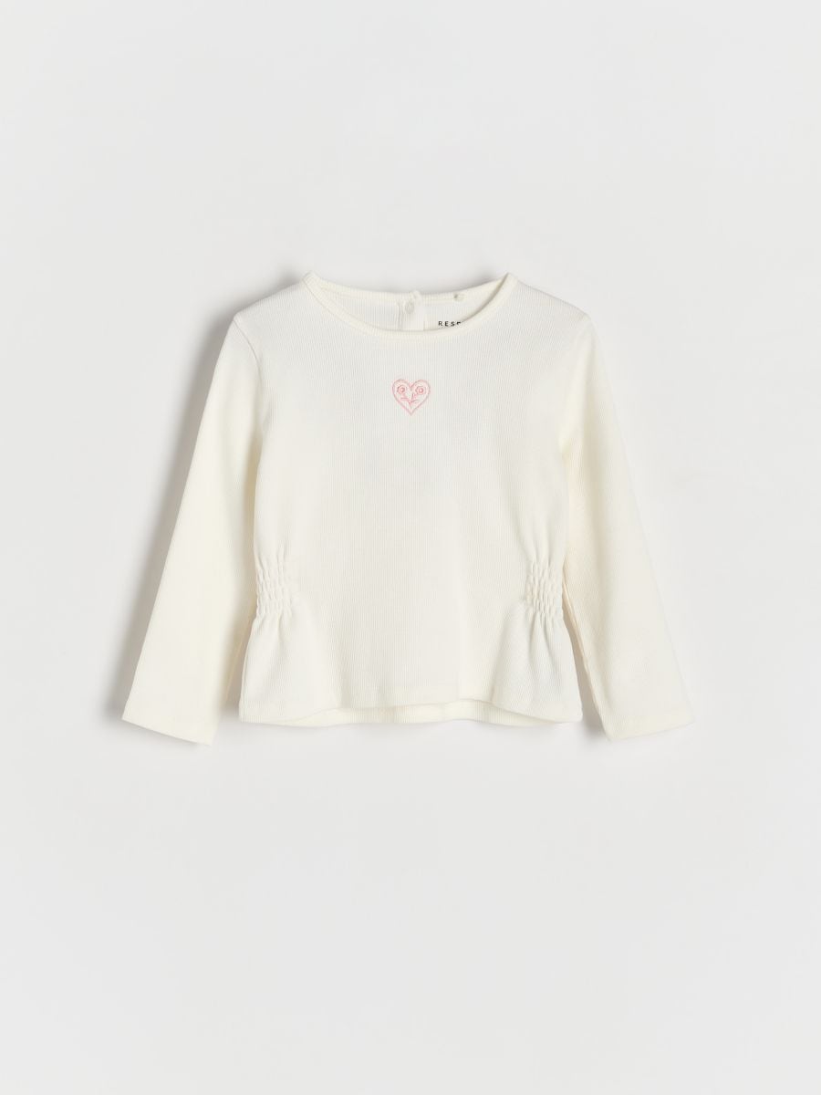 Rib knit T-shirt - cream - RESERVED