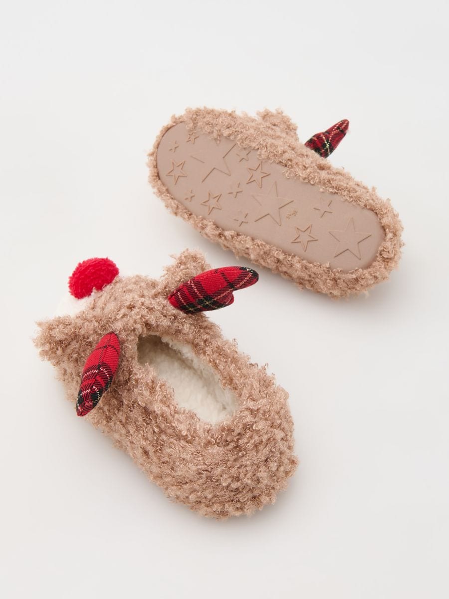 Reindeer motif slippers - black - RESERVED