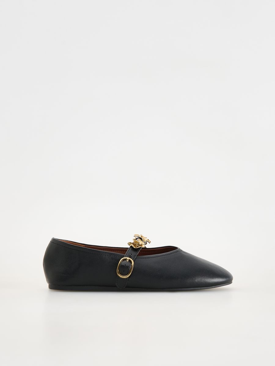 Ballerinas with decorative strap - black - RESERVED - 2