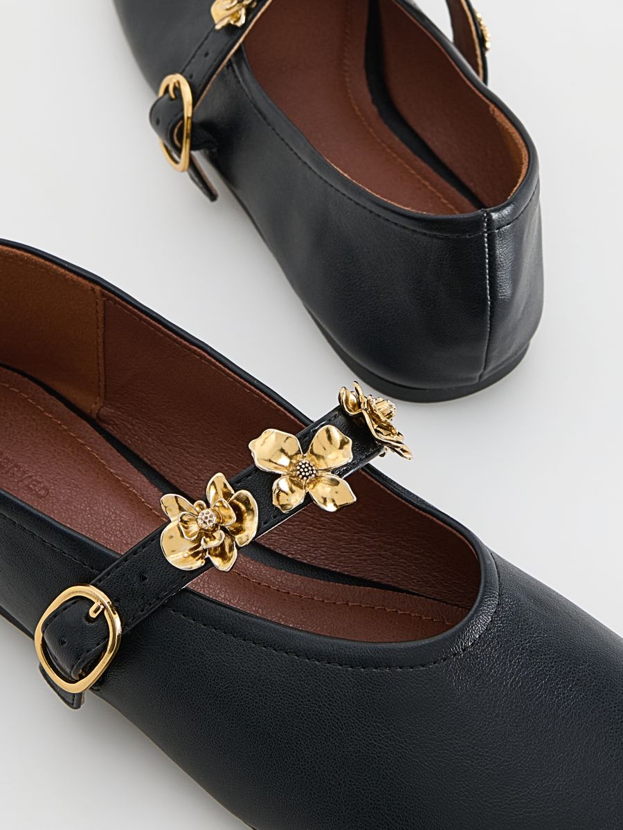 Ballerinas with decorative strap - black - RESERVED - 5