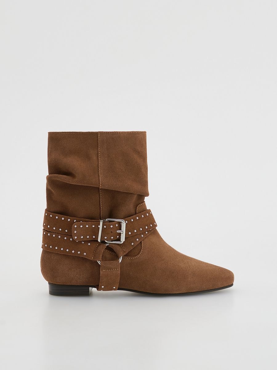 LADIES` ANKLE BOOTS - golden brown - RESERVED