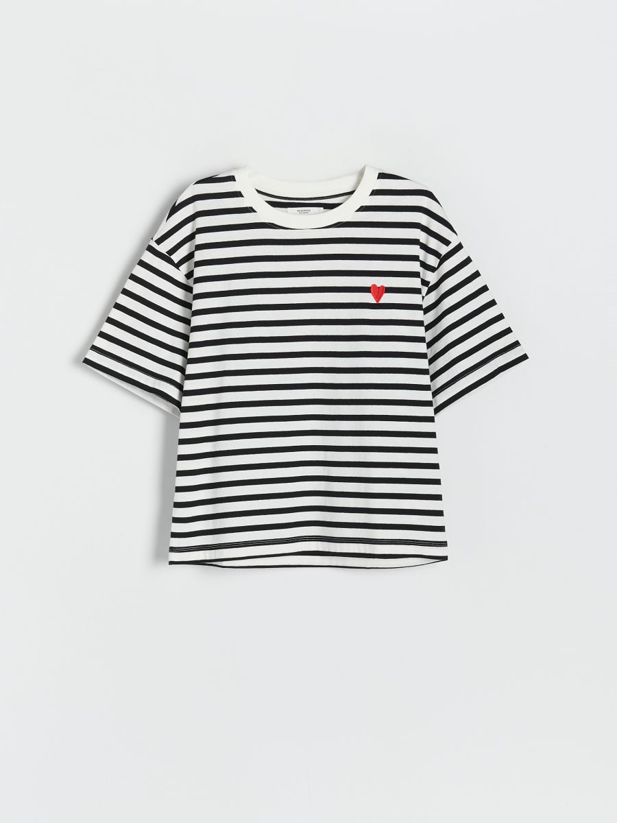 T-shirt regular z haftem - wielobarwny - RESERVED - 4