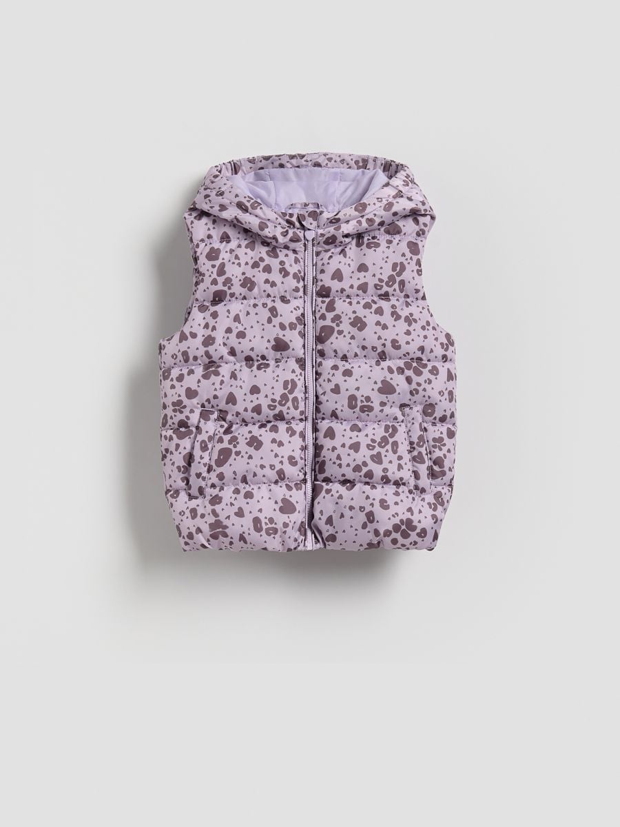 Quilted vest with hood - multicolor - RESERVED