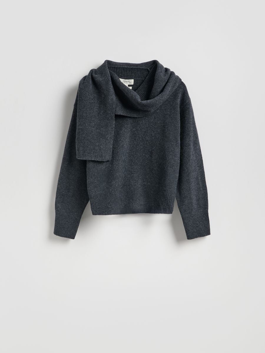 LADIES` SWEATER - tamno siva - RESERVED